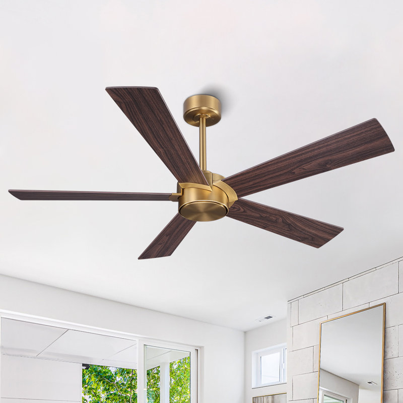 Ventilateur de plafond 54 po 5 pièces, Doré, Noyer