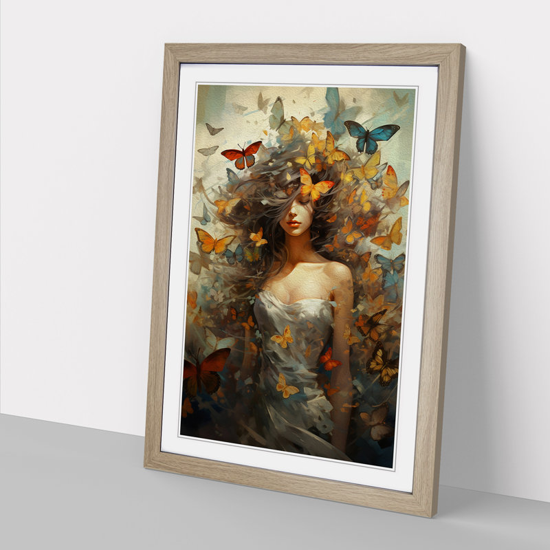 Butterfly Conceptual Art - Framed Print, Oak Framed, 34cm H x 25cm W x 2cm D