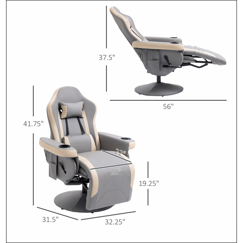 Fauteuil inclinable manuel en similicuir avec repose-pieds réglable et fonction inclinable à 135 °