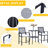 3Pcs Patio Bar With Cushion, Outdoor Fixture. Ideal For Backyards, Lawn, Deck, Poolside. Tall Chairs Footrest, , Black Steel 3 , Cushioned Seating. For Lawns, Decks, Footrests, Hue