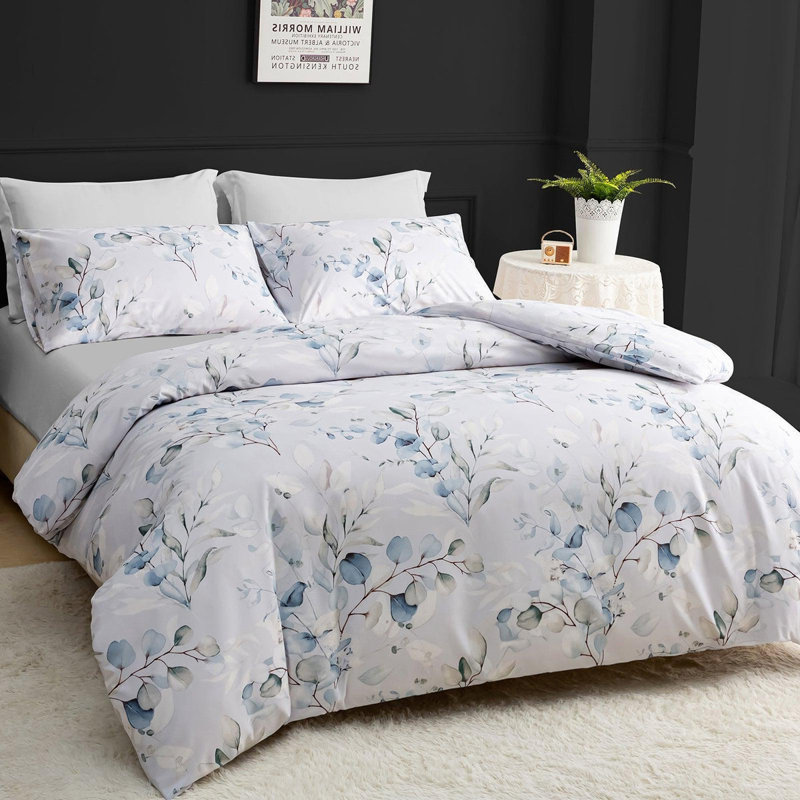 Premium Reversible Duvet Cover Set with Zipper Closure and Corner Ties, King Duvet Cover + 2 Standard Pillowcases