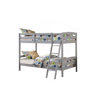 Modern Transition Bunk Bed Slat Design Assembled And Oval Nuts, Gray
