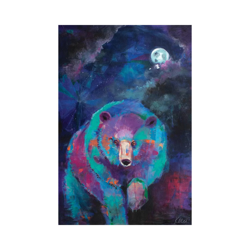 Bear's Nightly Wander by Kerri McCabe - Wrapped Canvas Print, 30.48cm H x 20.32cm W