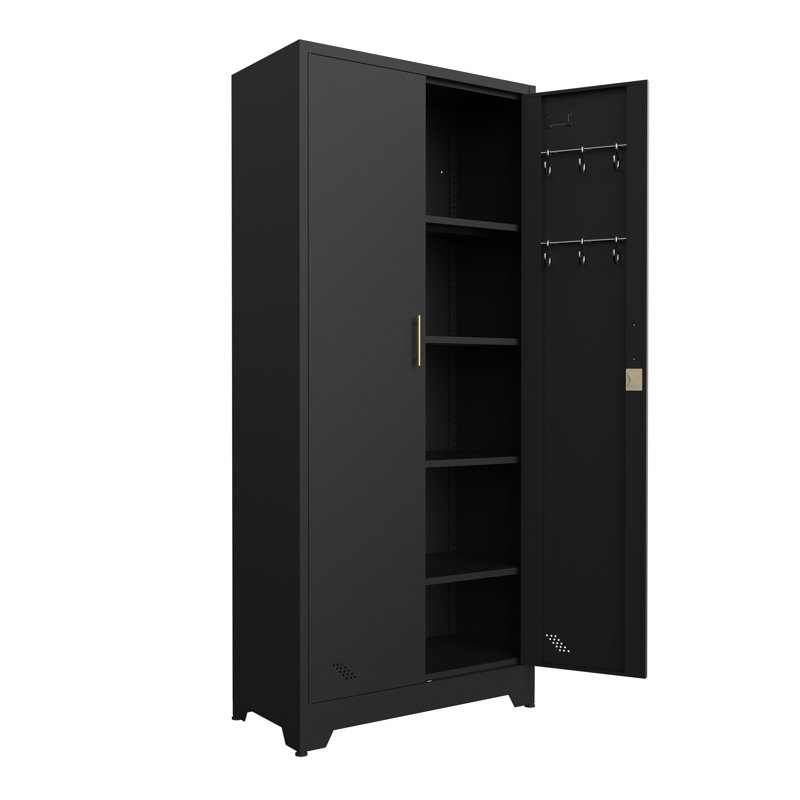 Buffet décoratif 2 portes Mallak Steel, L 31 po x P 15,74 po, Noir