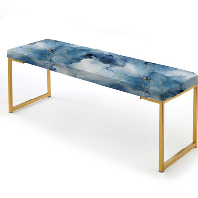 Marble Upholstered Gold Bench