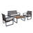4-Piece Patio Furniture Set Outdoor Balcony Porch Garden Backyard Lawn Furniture Acacia Wood Table Top, Morden Black And Light Brown, Outdoor Patio Sofa Outdoor Set-485617391