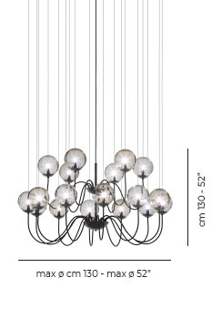 Puppet 18 - Light Chandelier, Smoky Transparent;Crystal Transparent, Matte Black