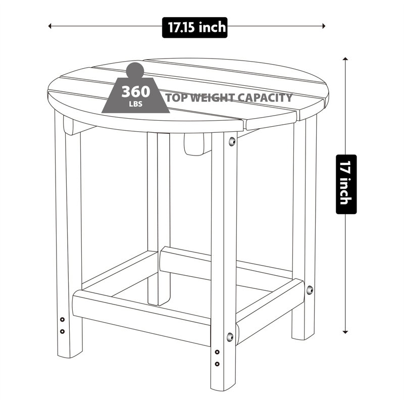 Table de bout ronde pour terrasse - Table d'appoint d'extérieur durable pour la piscine et la cour, Turquoise