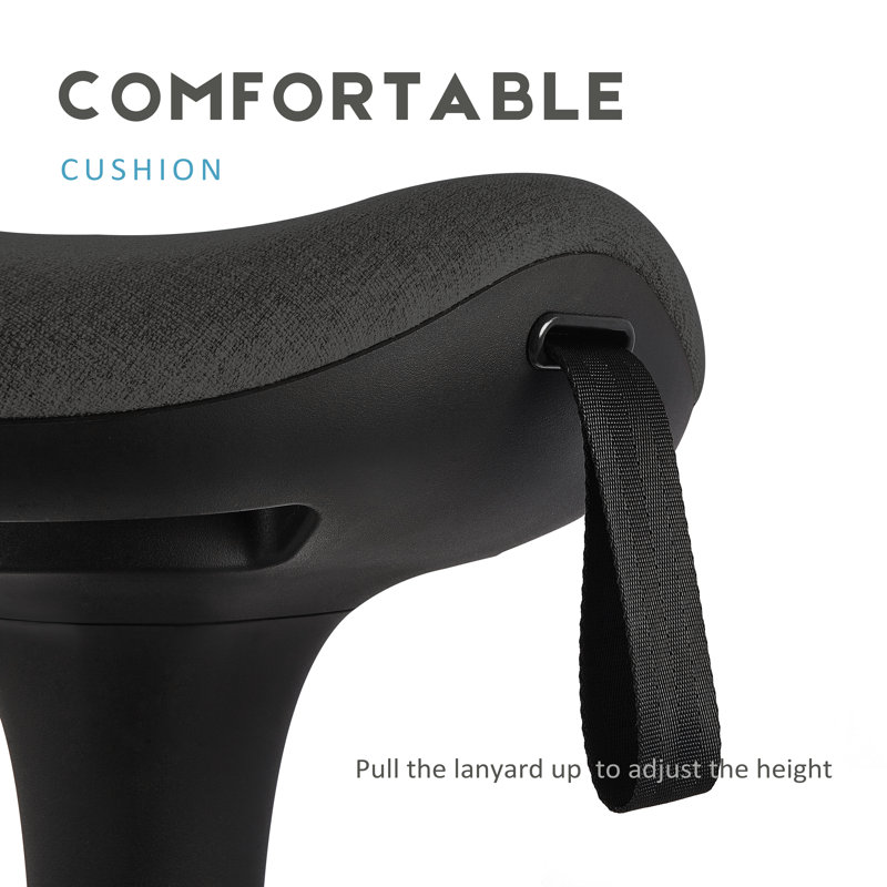 Adjustable Height Ergonomic Industrial Stool with Footrest, Black