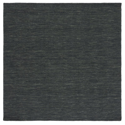 Kilim Hand Loomed Wool/Cotton Rug in Charcoal/Gray