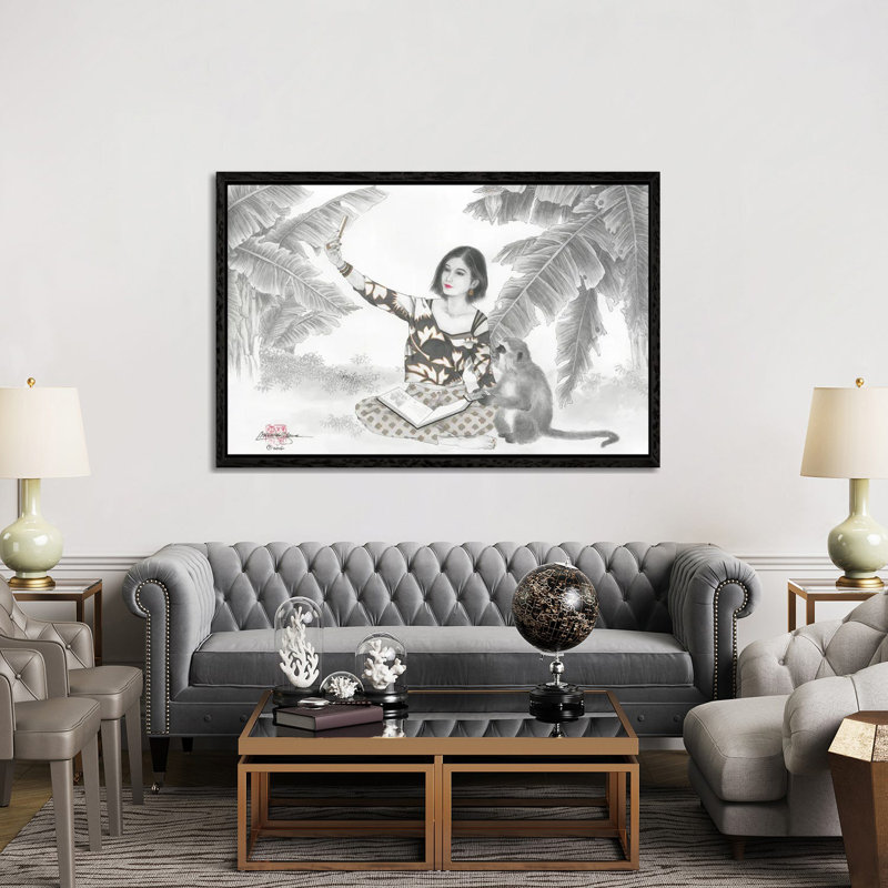 Monkey BFF - Painting on Canvas, Black Framed, 152.5 cm H x 101.5 cm W
