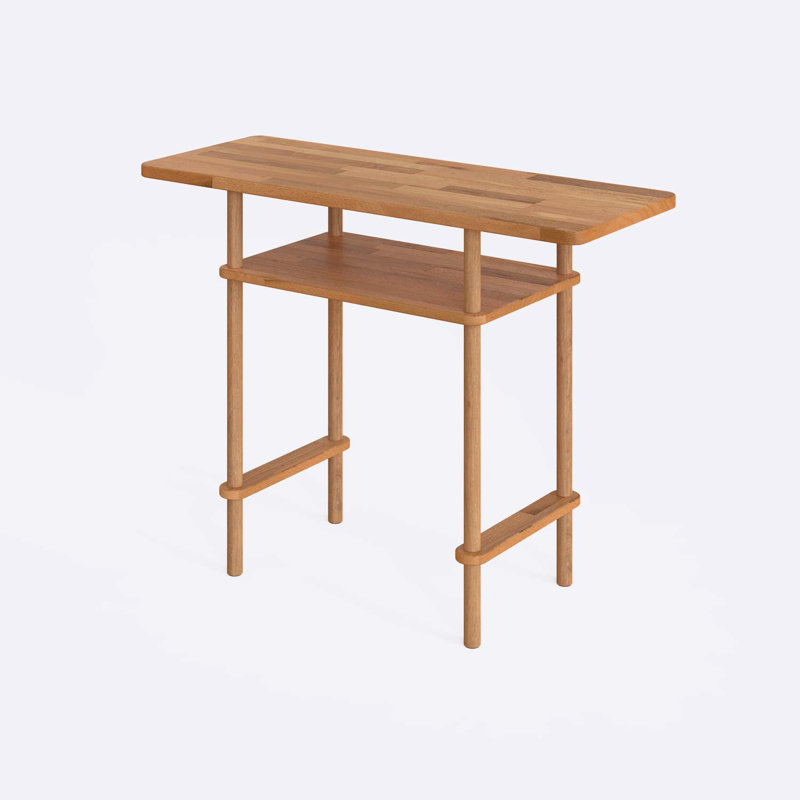 Console en bois massif avec 2 tablettes Soho, H 30 po x l 39,2 po x P 15 po