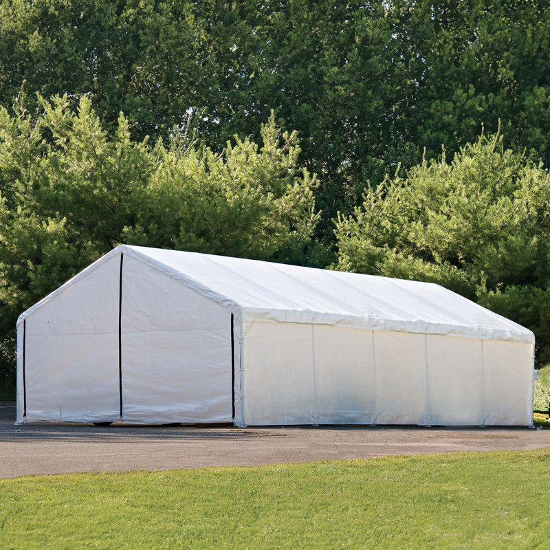 Ensemble d'auvent 18 po x 30 pi Blanc (coté Fr - cadre et pavillon vendus séparément), H 9 pi 6 po x l 18 pi x P 30 pi, Blanc