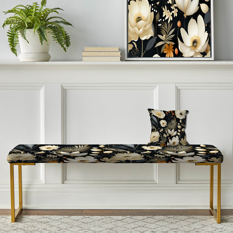 Banc rembourré or, Modern Florals