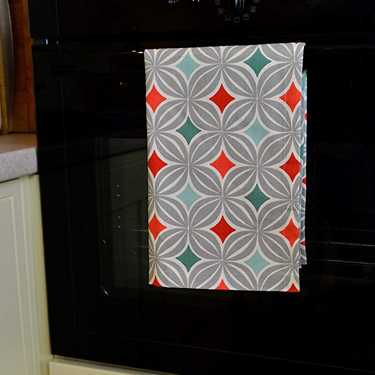 Amethy Cotton Jacquard Kitchen Towel, Terracotta Orange