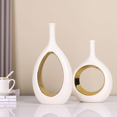 Glossy Gold Ceramic Vase 