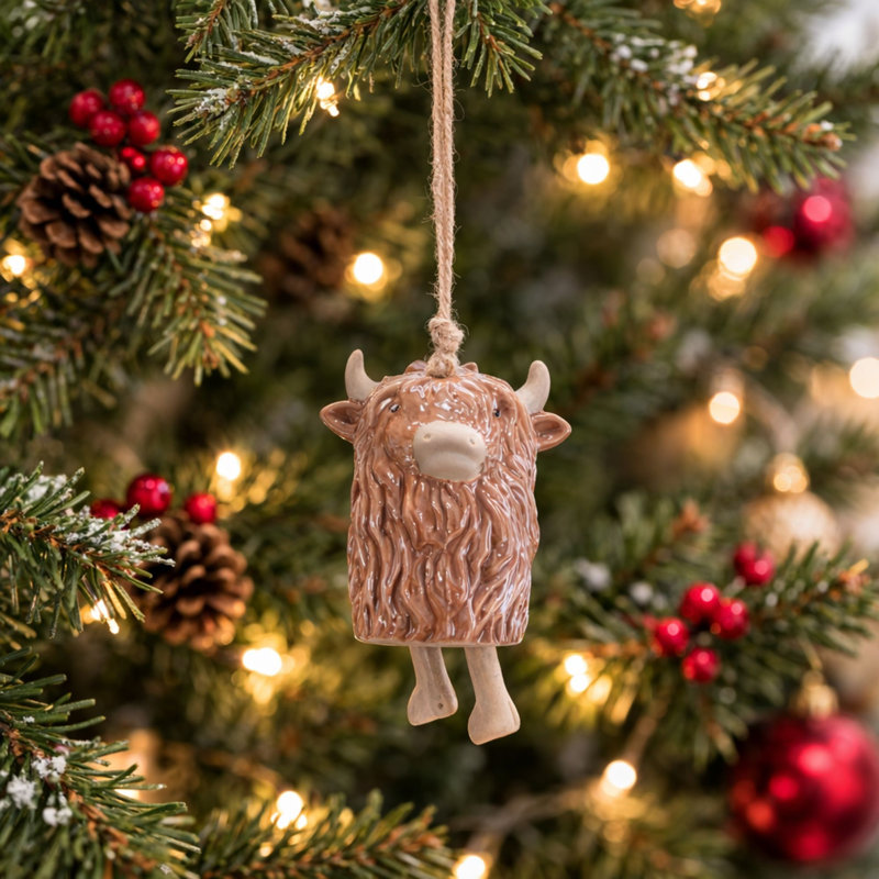 Ensemble de 8 ornements Highland Cow