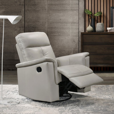 Fauteuil inclinable pivotant en cuir argenté avec fauteuil inclinable et pivotant en cuir