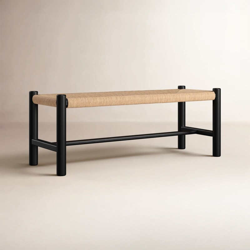 HAWTHORN BENCH LARGE BLACK, 18" H x 48" W x 17" D, Black