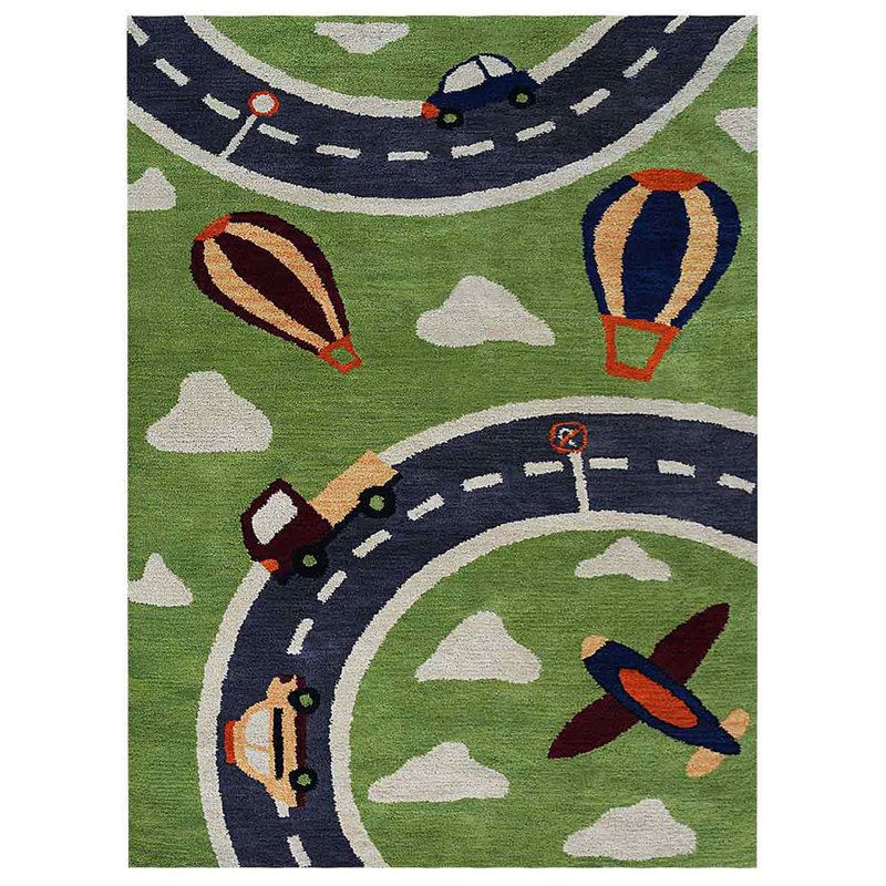 Beybut Hand Tufted Wool Eco-Friendly Area Rugs - Rectangle, Green Color, Kids Nursery Classroom Design, High Pile Thick Handmade Anti Skid Area Rugs for Living Room, Bed Room