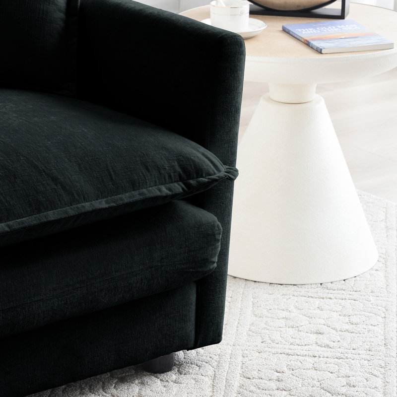 Fauteuil de salon Comfy - siège simple en tissu chenille noir avec plusieurs combinaisons