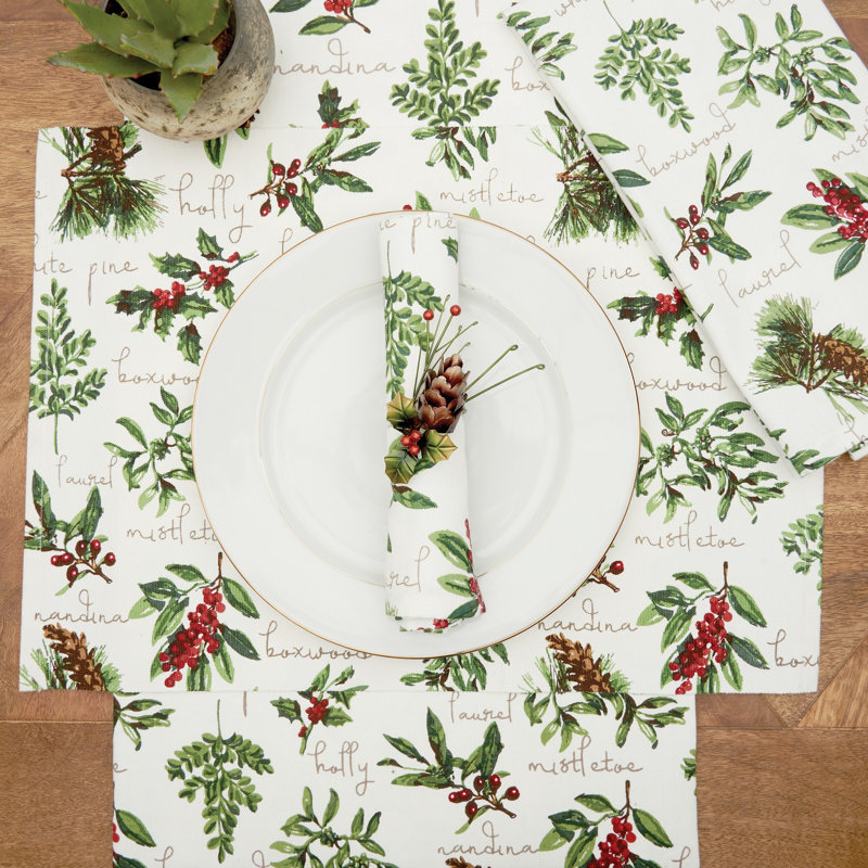 Floral 100% Cotton Christmas Tablecloth