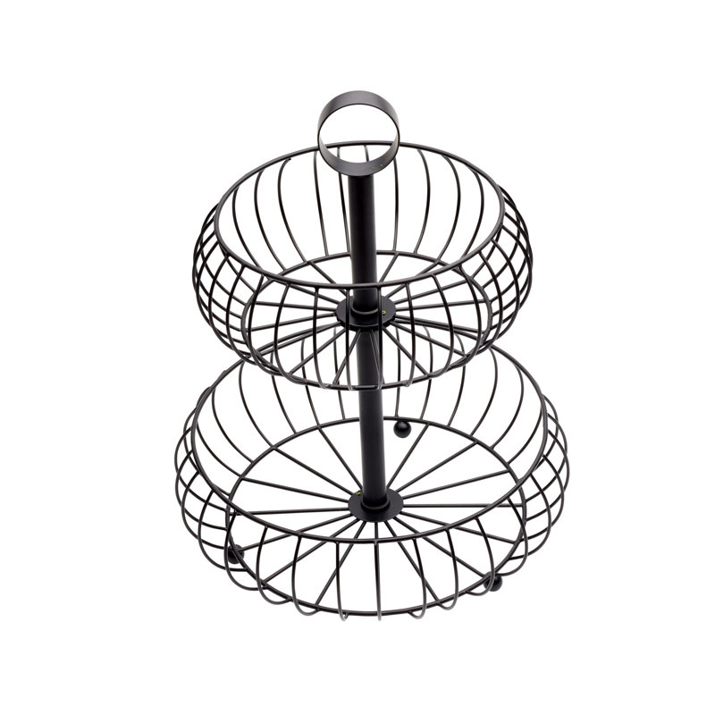 Gourmet Basics By Mikasa Monroe 2 Tier Fruit Storage Basket, Black