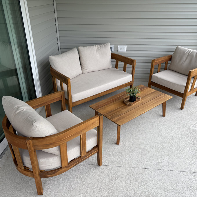 Stefanus 4 Piece Patio Conversation Set
