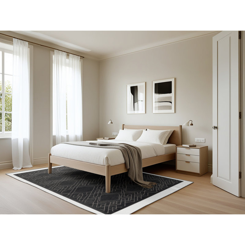 Machine Washable Trellis Gray Area Rug