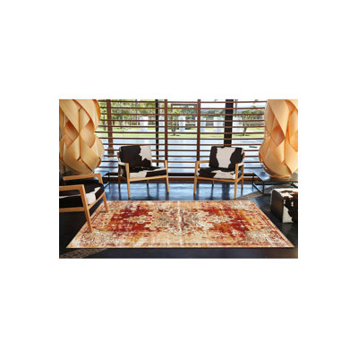 Siesta Motif Traditional Patterned Woven Base Washable Rug