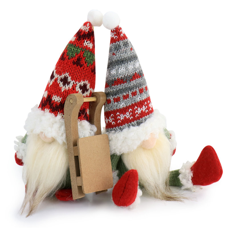 Ensemble de 2 figurines gnome en peluche