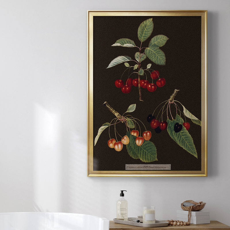 Toile encadrée de qualité supérieure Brookshaw Cherries, Or, H 42,5 po x l 30,5 po