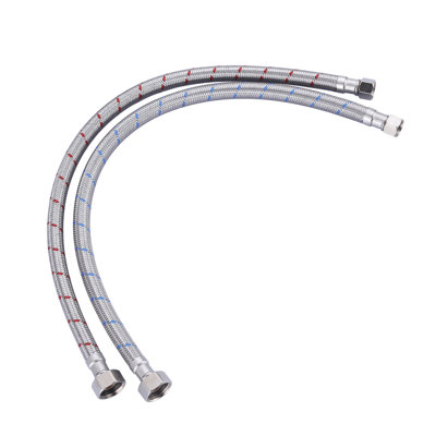 Faucet Supply Lines, Stainless Steel Braided Flexible Faucet Hose Connector G1/2" X 3/8" Female Compression Thread (1 Pair)