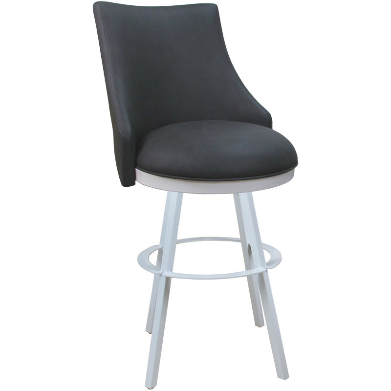 Karnveer Vinyl, White, Gray, Extra Tall (34" Seat Height)