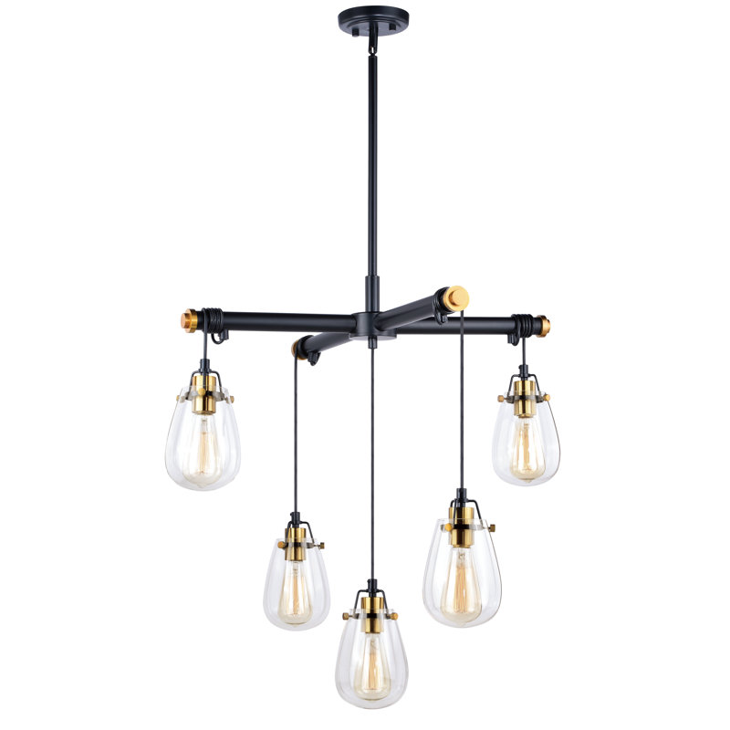 Haag 5 - Light Steel Dimmable Tiered Chandelier