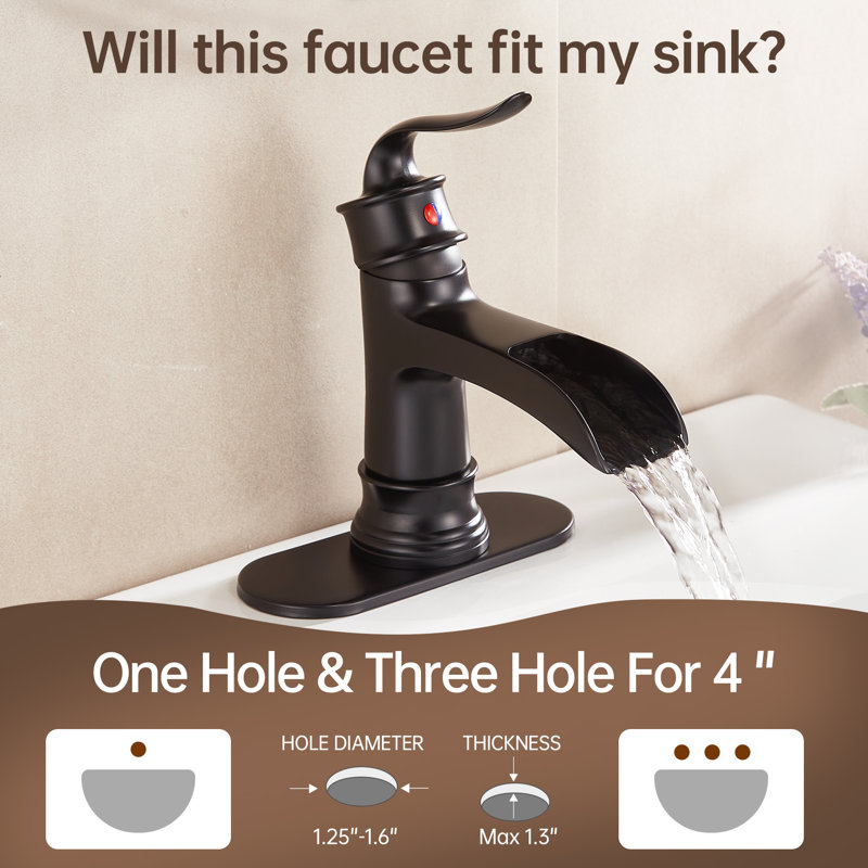 Single-Hole Single-handle Bathroom Faucet with Drain Assembly, Black