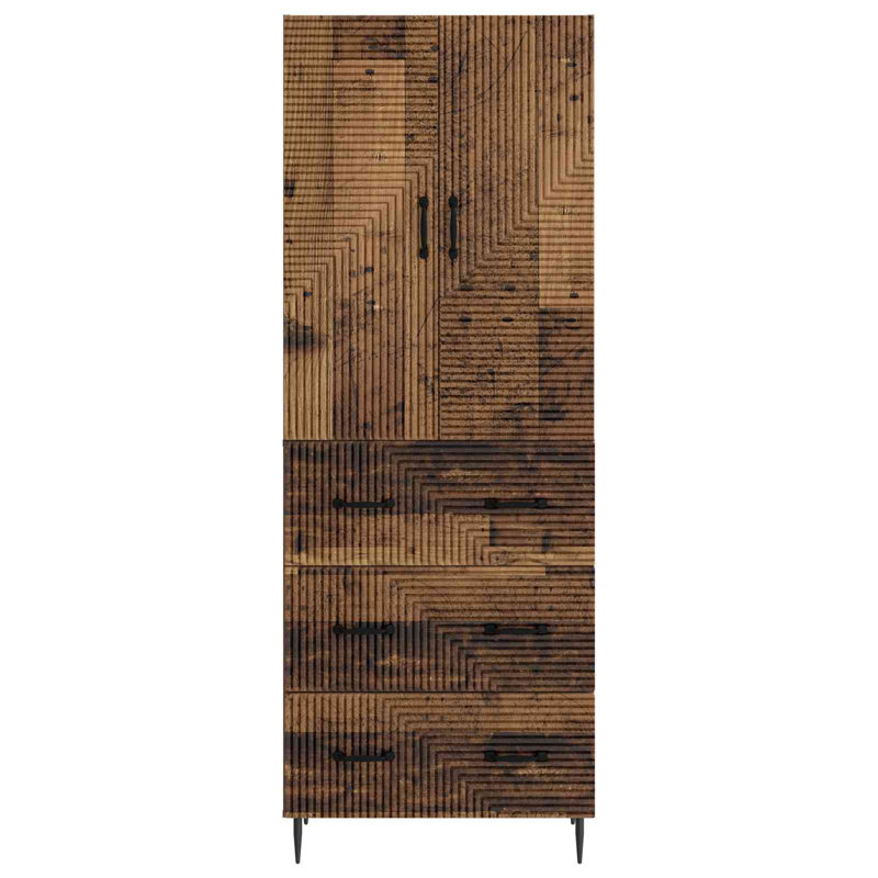  Cabinet Set 2 Pcs Engineered Wood Storage Home Furniture Solution, Old Wood