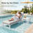 Outdoor Aluminum Chaise Lounge Chair with Side Table, 4" Cushion & 6-Position Adjustable Backrest, Rust-Resistant Poolside Recliner-1544021006