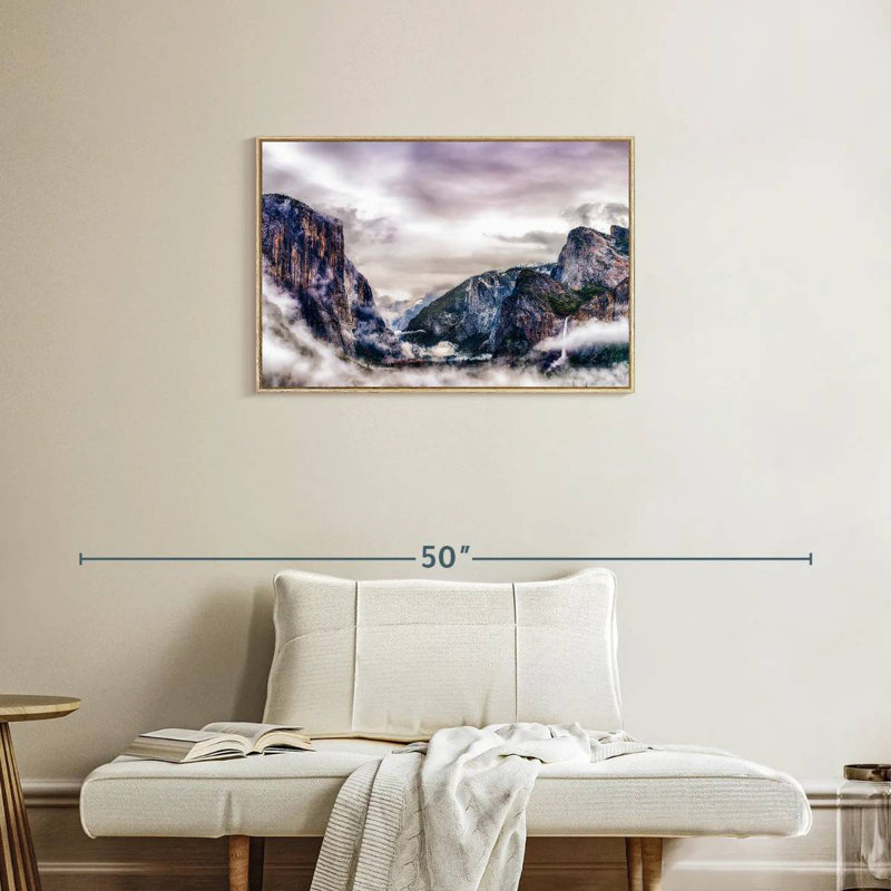 Canyons du parc national Yosemite, Cadre flottant en bois naturel, 31 po x 21 po