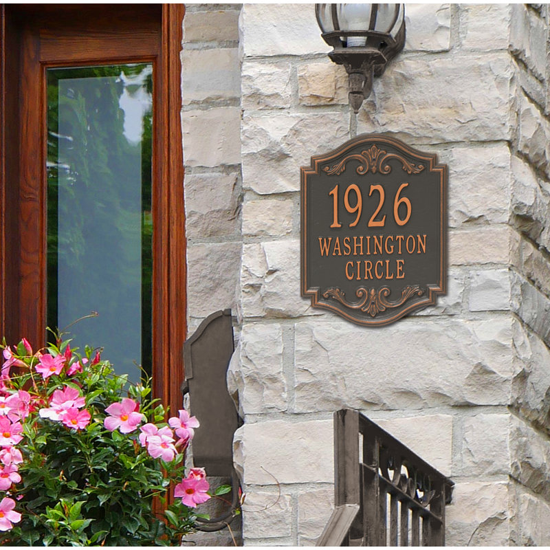 Signature Series 3-Line Wall Address Plaque, Copper, Forged Copper, Yes