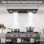 Hotte de cuisine encastrable 30 pouces 800 CFM à 4 vitesses en acier inoxydable noir avec bouton poussoir et lumières DEL-123322386-123322387