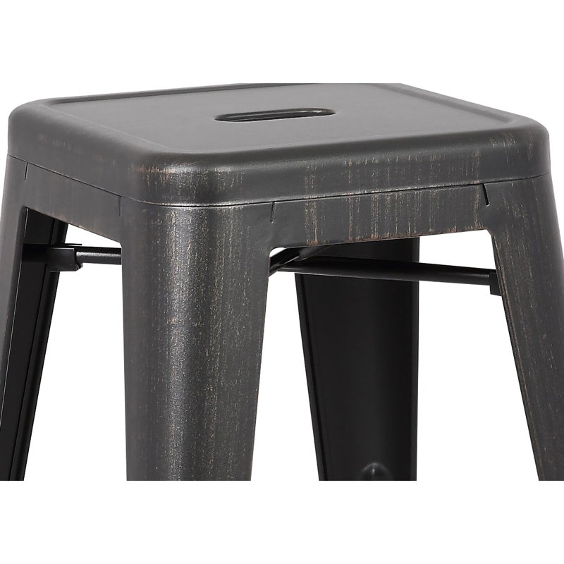 Vintage Style Backless Industrial Bar Stools  2 Pieces , 30" Seat Height, Distressed Black Finish, Lightweight And Stackable, Suitable For Kitchen Islands, Abs Filler, 17" Width Depth Contemporary