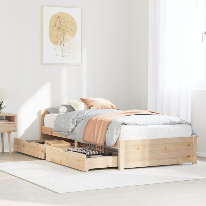 Solid Wood Storage Bed, Small Single (2'6)