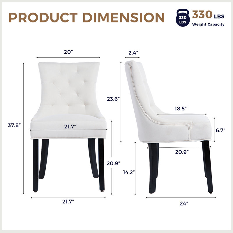 Chaise d'appoint rembourrée capitonnée à oreilles (ensemble de 2), Beige