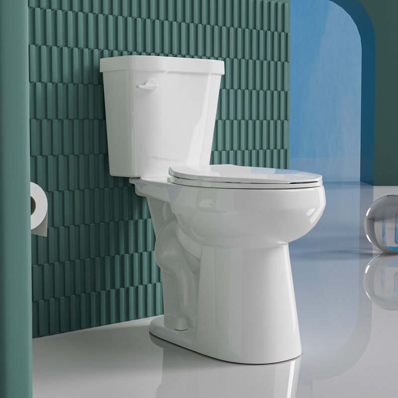 19" ADA Height Compact Two Piece Tall Toilet for Seniors, 1.28 GPF Tornado Single Flush, MAP 1000g, White, White