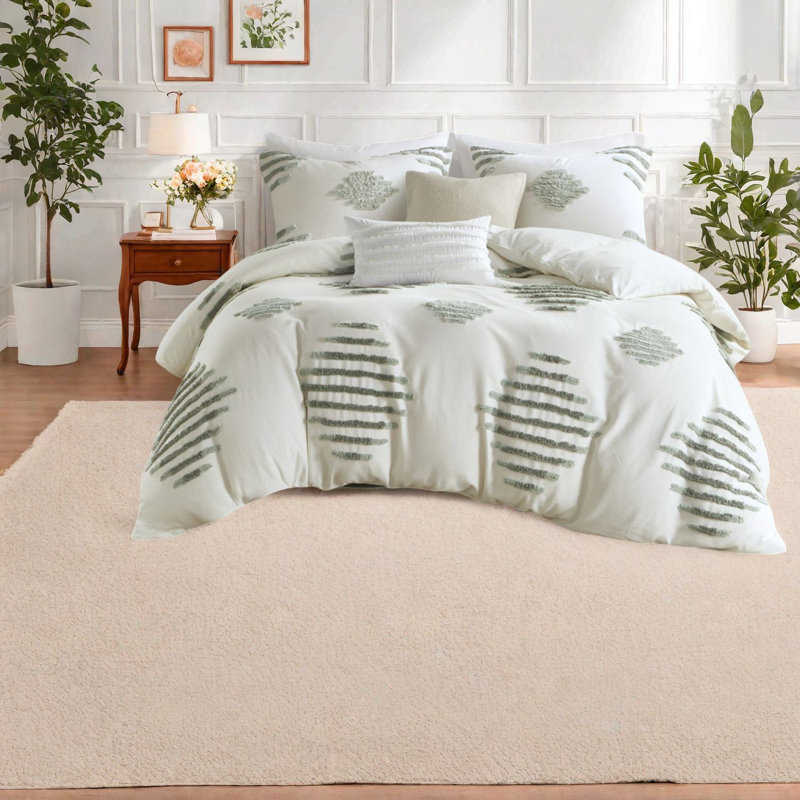 Ensembles de literie très grand / très grand en mélange de coton de qualité supérieure, conception moderne en chenille pour la maison