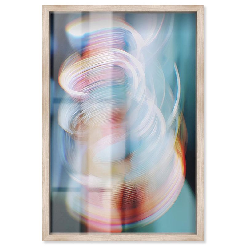 Décoration murale abstraite Swirling Light II Shadowbox par Art Remedy, Crème, crème, H 25 po x l 17 po