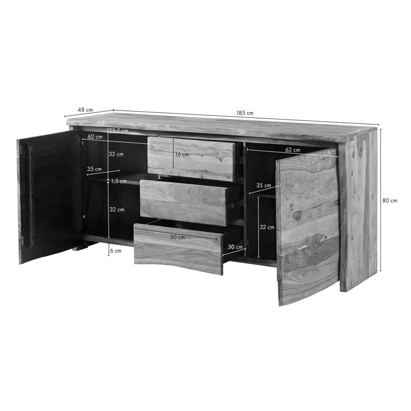 185cm Solid Wood Sideboard