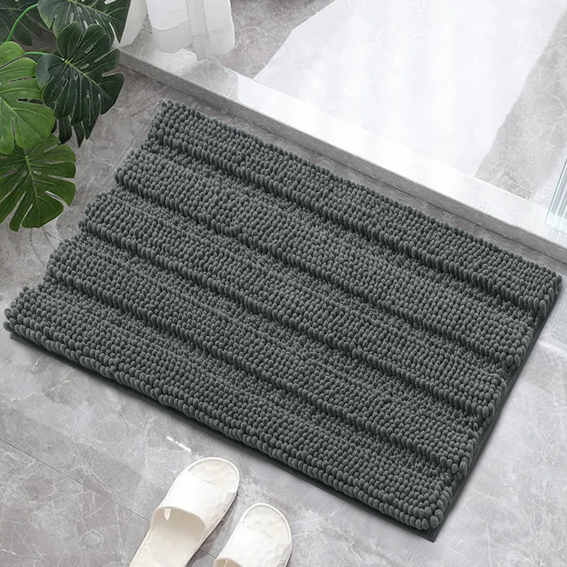 Tapis pour salle de bain Faddis, Simple - L 32 po x l 20 po, Gris