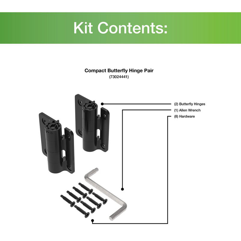 Compact Black Aluminum Butterfly Gate Hinge